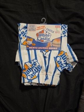 White Castle Men's Lounge Shorts - White And Blue